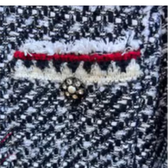 NWOT Zara Woman Black White Red boucle Tweed Jacket Blazer M - Picture 9 of 10